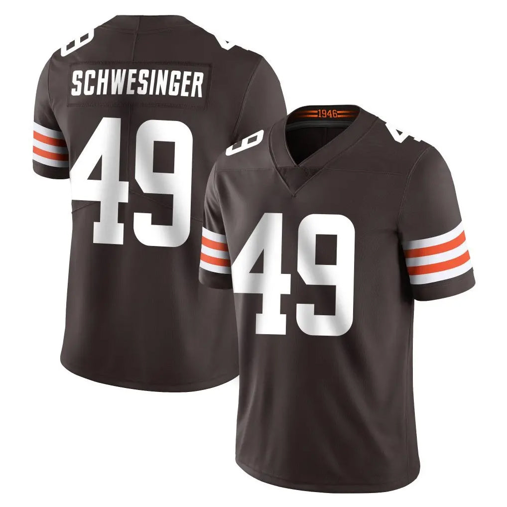 C.Browns #49 Carson Schwesinger Player Brown Color Vapor Untouchable Limited Home Game Edoa Stitched Jerseys