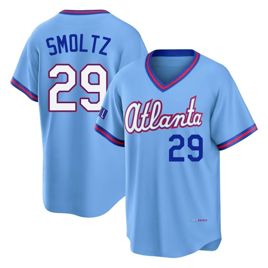 A.Braves #29 John Smoltz Player Powder Blue 2026 City Connect T-shirt Home Game Edoa Stitched Jerseys
