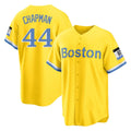 B.Red Sox #44 Aroldis Chapman Player Yellow Home Game Edoa Stitched Jerseys