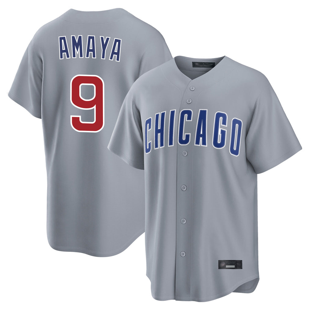 C.Cubs #9 Miguel Amaya Player Gray Home Game Edoa Stitched Jerseys