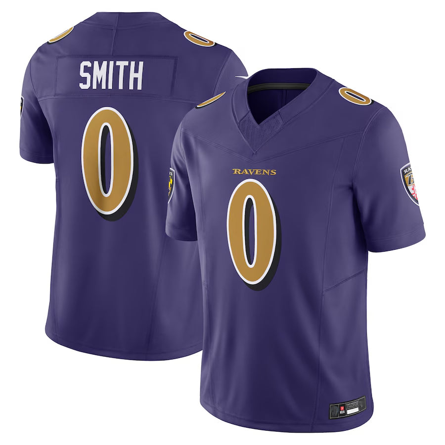 B.Ravens #0 Roquan Smith Player Purple Vapor F.U.S.E. Limited Edoa Stitched Jerseys