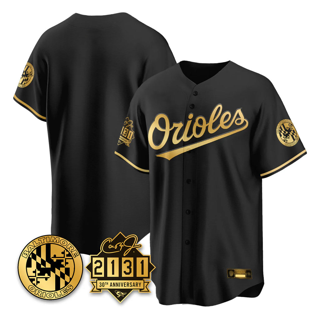 B.Orioles ## Orioles Blank Player Black Gold 30th Anniversary of 2131 Home Game Edoa Stitched Jerseys