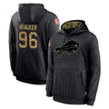 B.Bills #96 Deone Walker Player Black Salute to Service Hoodies Edoa Stitched Jersey