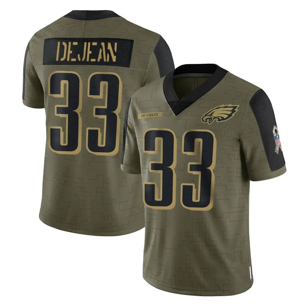 P.Eagles #33 Cooper DeJean Player Olive Salute To Service Limited Game Edoa Stitched Jerseys