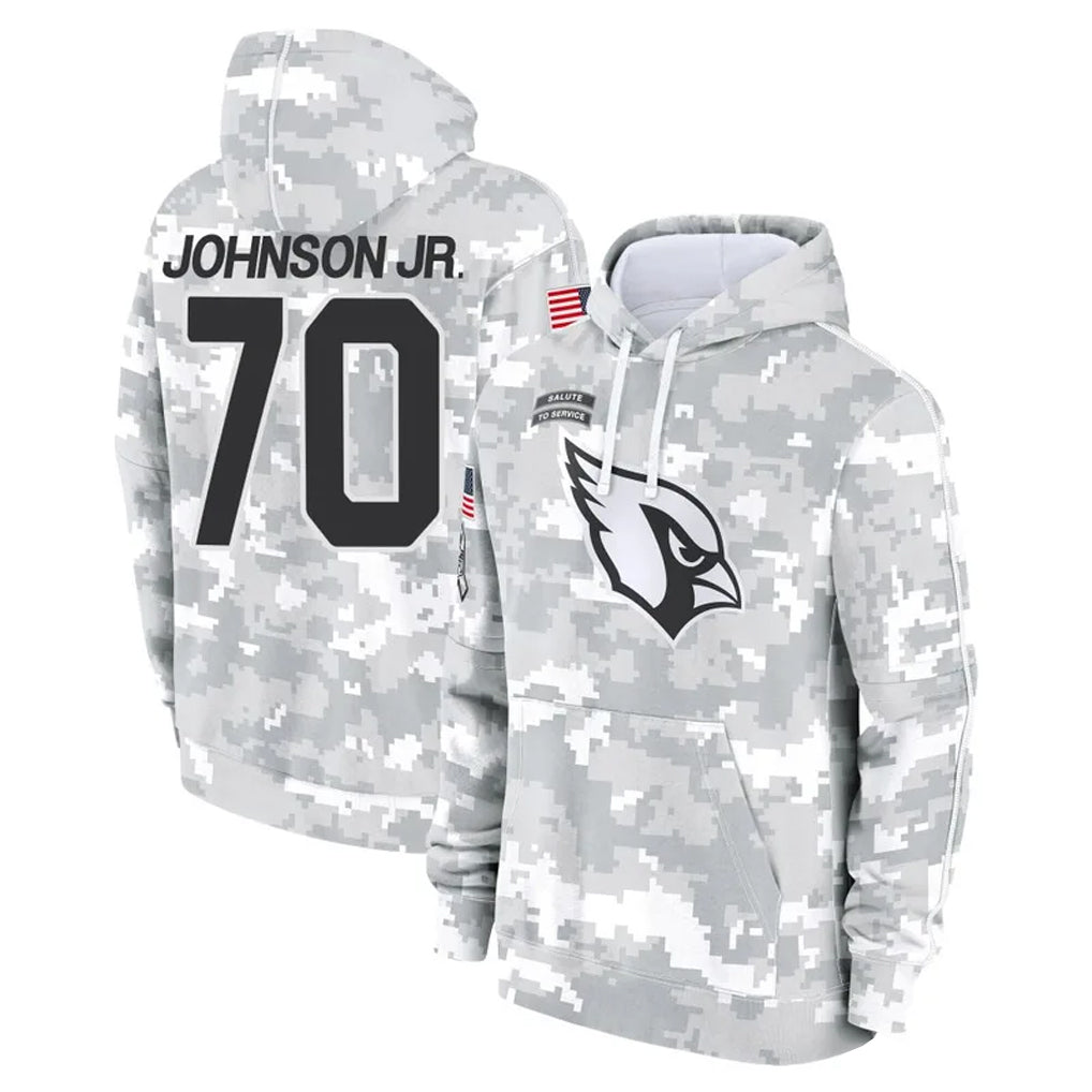 A.Cardinals #70 Paris Johnson Jr. Player Arctic Camo Limited Salute to Service Pullover Hoodies Game Edoa Stitched Jerseys
