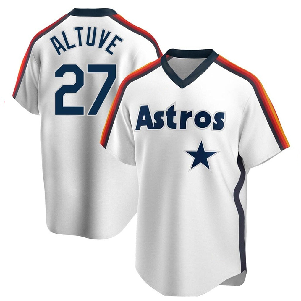 H.Astros #27 Jose Altuve Player White Cooperstown Collection T-shirt Edoa Stitched Jerseys