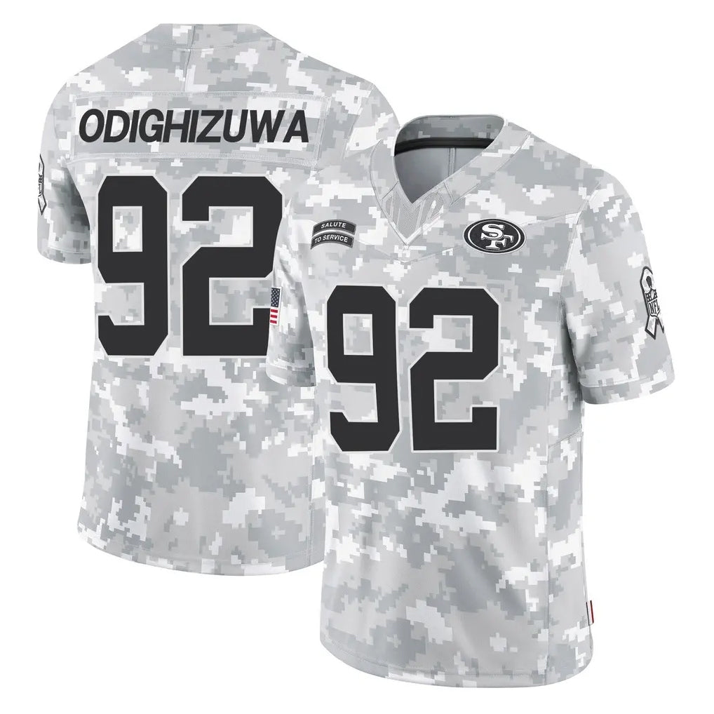 SF.49ers #92 Osa Odighizuwa Player Arctic Camo Limited Salute To Service Home Game Edoa Stitched Jerseys