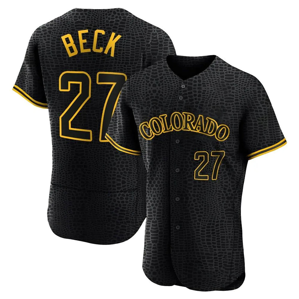 C.Rockies #27 Jordan Beck Player Black Snake Skin City Limited Elite Home Edoa Stitched Jerseys