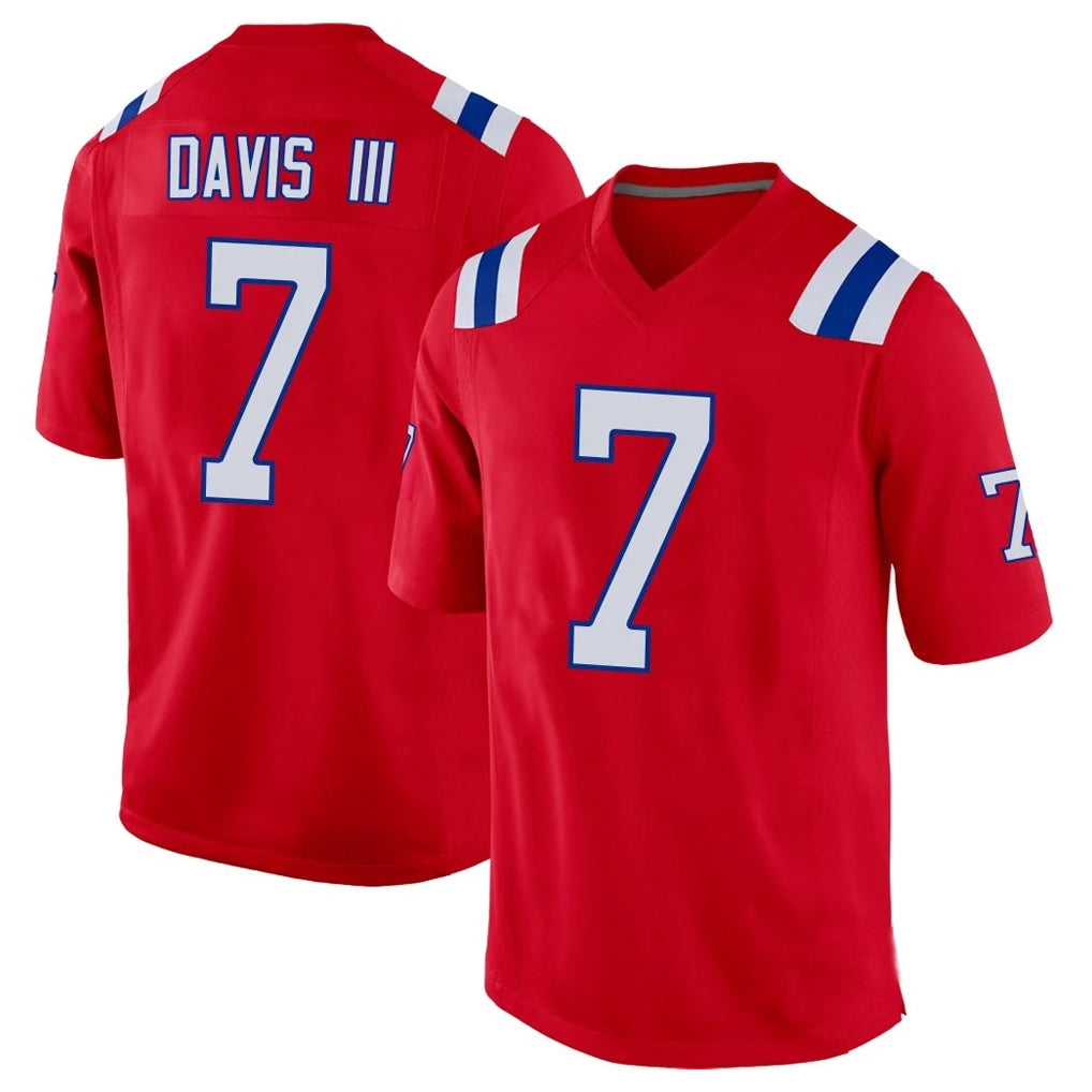 NE.Patriots #7 Carlton Davis III Player Red Home Game Edoa Stitched Jerseys