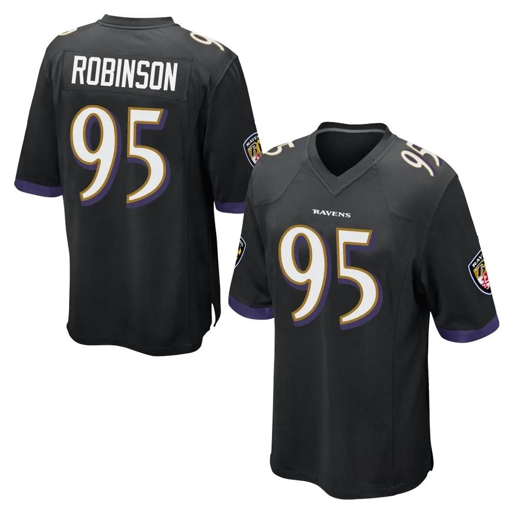 B.Ravens #95 Tavius Robinson Player Black Home Game Edoa Stitched Jerseys