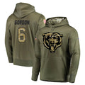 C.Bears #6 Kyler Gordon Player Olive Salute to Service Pullover Hoodies Home Game Edoa Stitched Jerseys