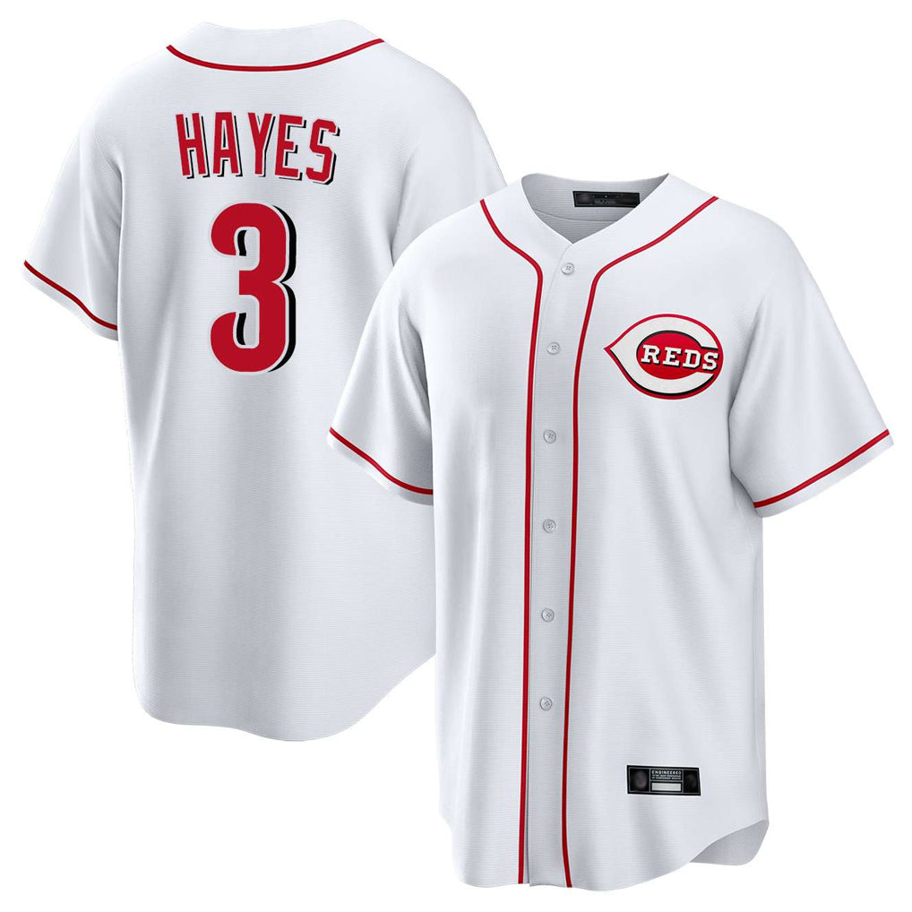 C.Reds #3 Ke'Bryan Hayes Player White Game Home Edoa Stitched Jerseys