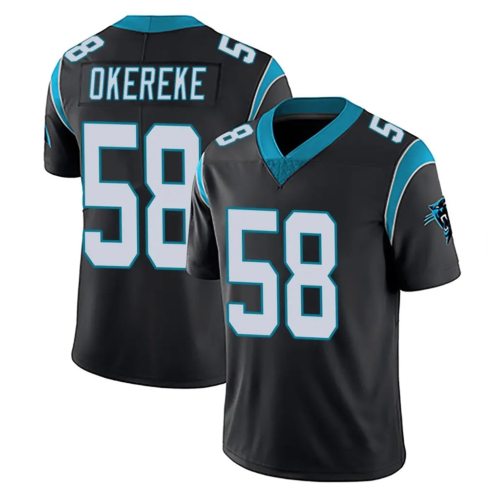 C.Panthers #58 Bobby Okereke Player Black Limited Home Game Edoa Stitched Jerseys
