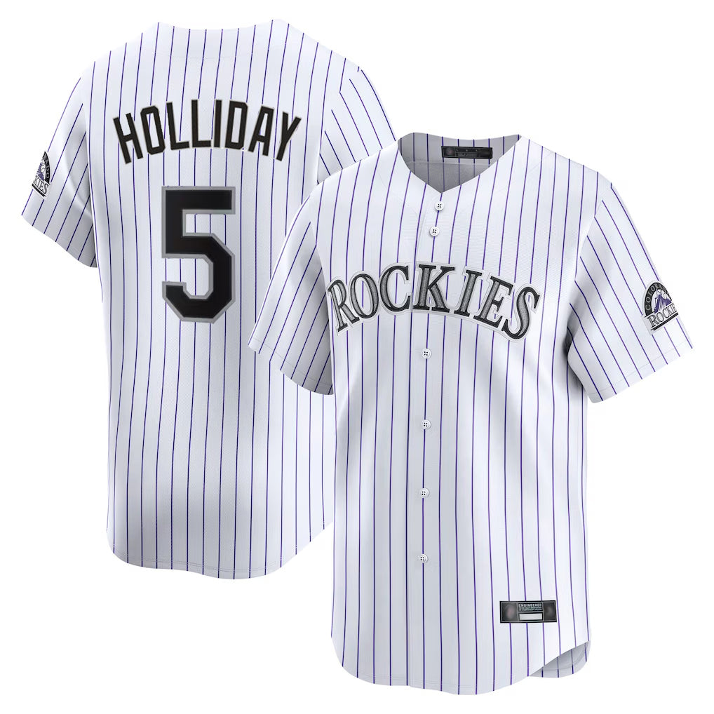 C.Rockies #5 Matt Holliday Player White Limited Home Edoa Stitched Jerseys