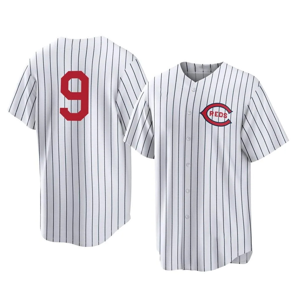 C.Reds #9 Matt McLain Player White Stripe Field of Dreams Game Home Edoa Stitched Jerseys