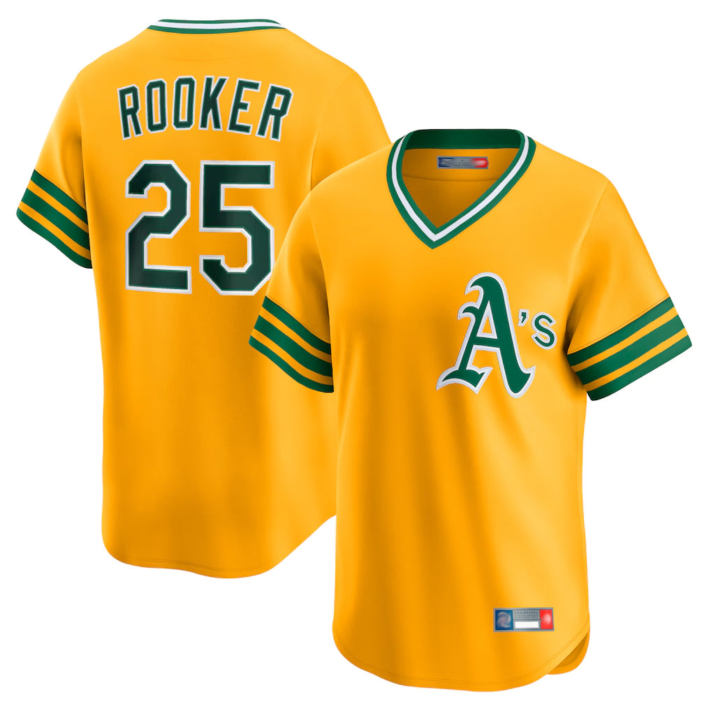 Athletics #25 Brent Rooker Player Gold Cooperstown Collection T-shirt Game Edoa Stitched Jerseys