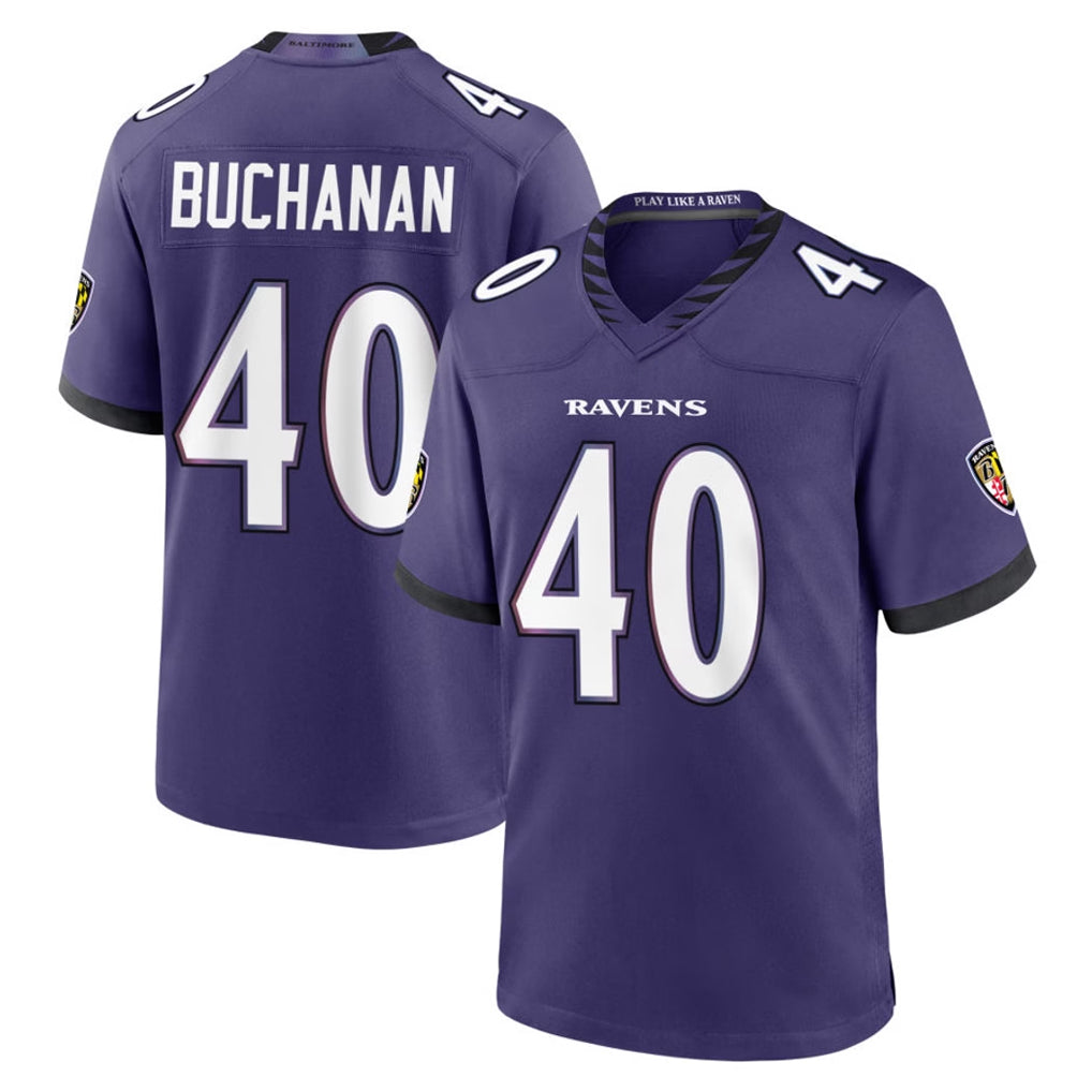 B.Ravens #40 Teddye Buchanan Player Purple Limited Home Game Edoa Stitched Jerseys