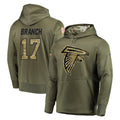 A.Falcons #17 Zachariah Branch Player Olive Salute to Service Club Fleece Hoodie Edoa Stitched Jerseys