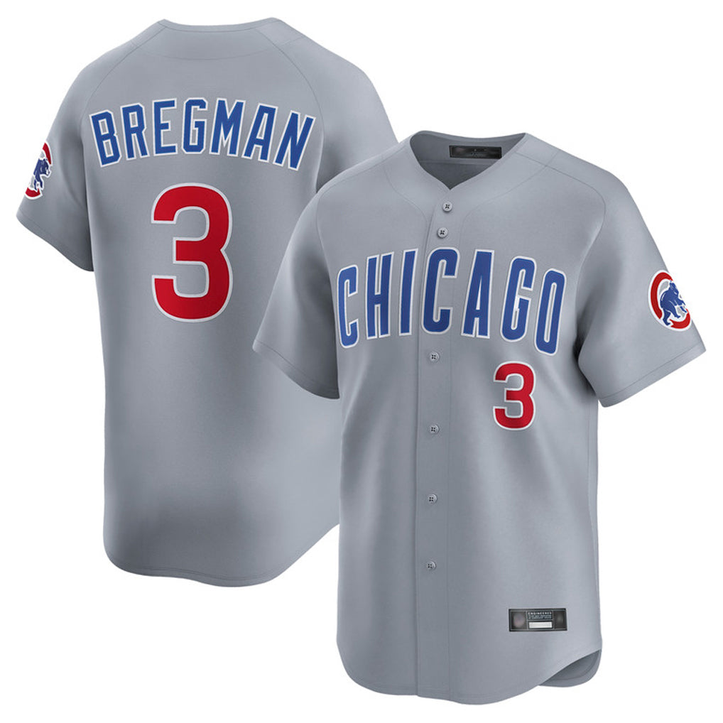 C.Cubs #3 Alex Bregman Player Gray Road Limited Home Edoa Stitched Jerseys