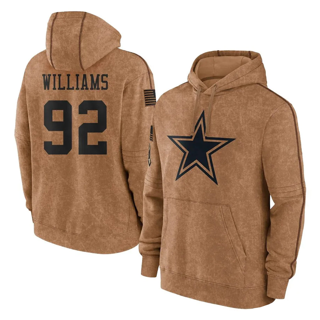 D.Cowboys #92 Quinnen Williams Player Brown Salute to Service Hoodies Limited Game Edoa Stitched Jerseys