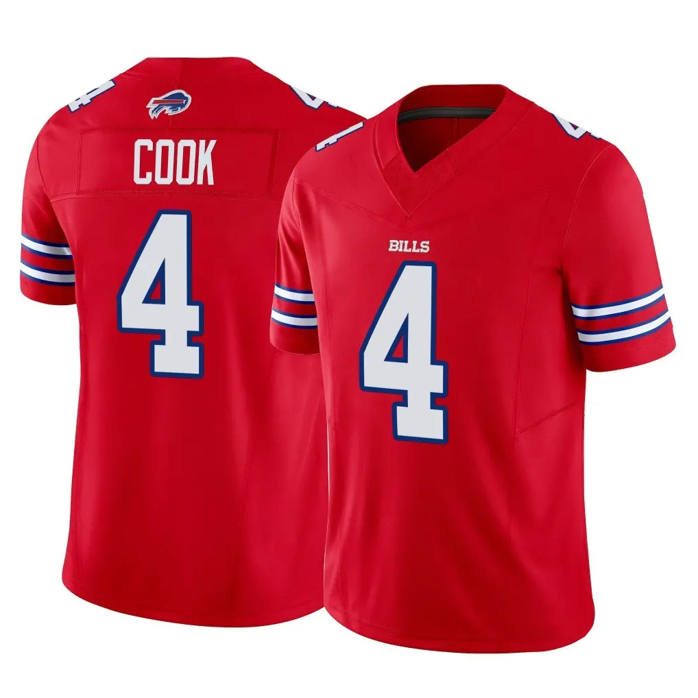 B.Bills #4 James Cook III Player Red Vapor F.U.S.E. Jersey Limited Home Game Edoa Stitched Jerseys