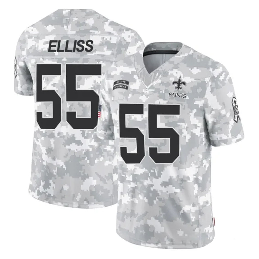 NO.Saints #55 Kaden Elliss Player Arctic Camo Salute To Service Limited Game Edoa Stitched Jerseys