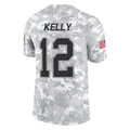 B.Bills #12 Jim Kelly Player Arctic Camo Salute to Service Limited Edoa Stitched Jerseys
