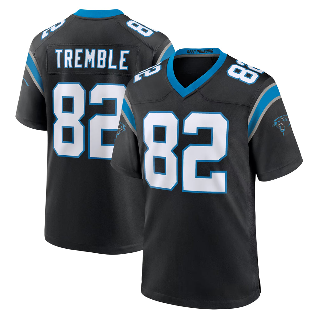 C.Panthers #82 Tommy Tremble Player Black Limited Home Game Edoa Stitched Jerseys