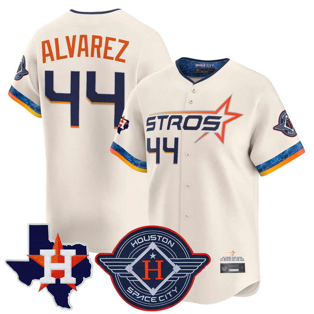 H.Astros #44 Yordan Alvarez Player Cream City Connect Texas Patch Vapor Premier Limited Home Edoa Stitched Jerseys