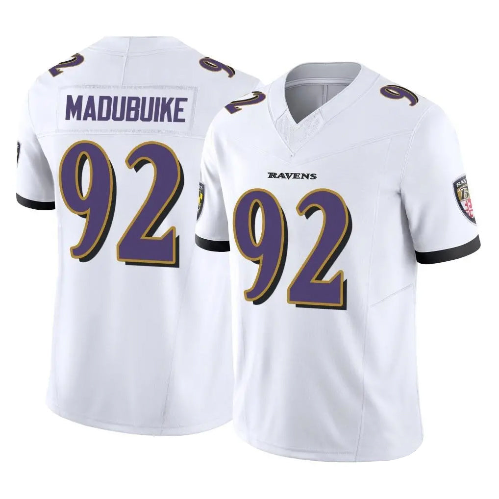 B.Ravens #92 Nnamdi Madubuike Player White Vapor F.U.S.E. Limited Home Game Edoa Stitched Jerseys