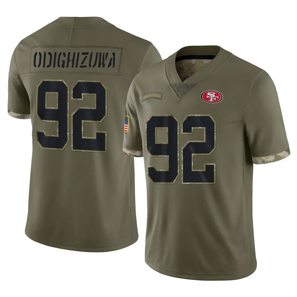 SF.49ers #92 Osa Odighizuwa Player Olive Limited Salute To Service Home Game Edoa Stitched Jerseys