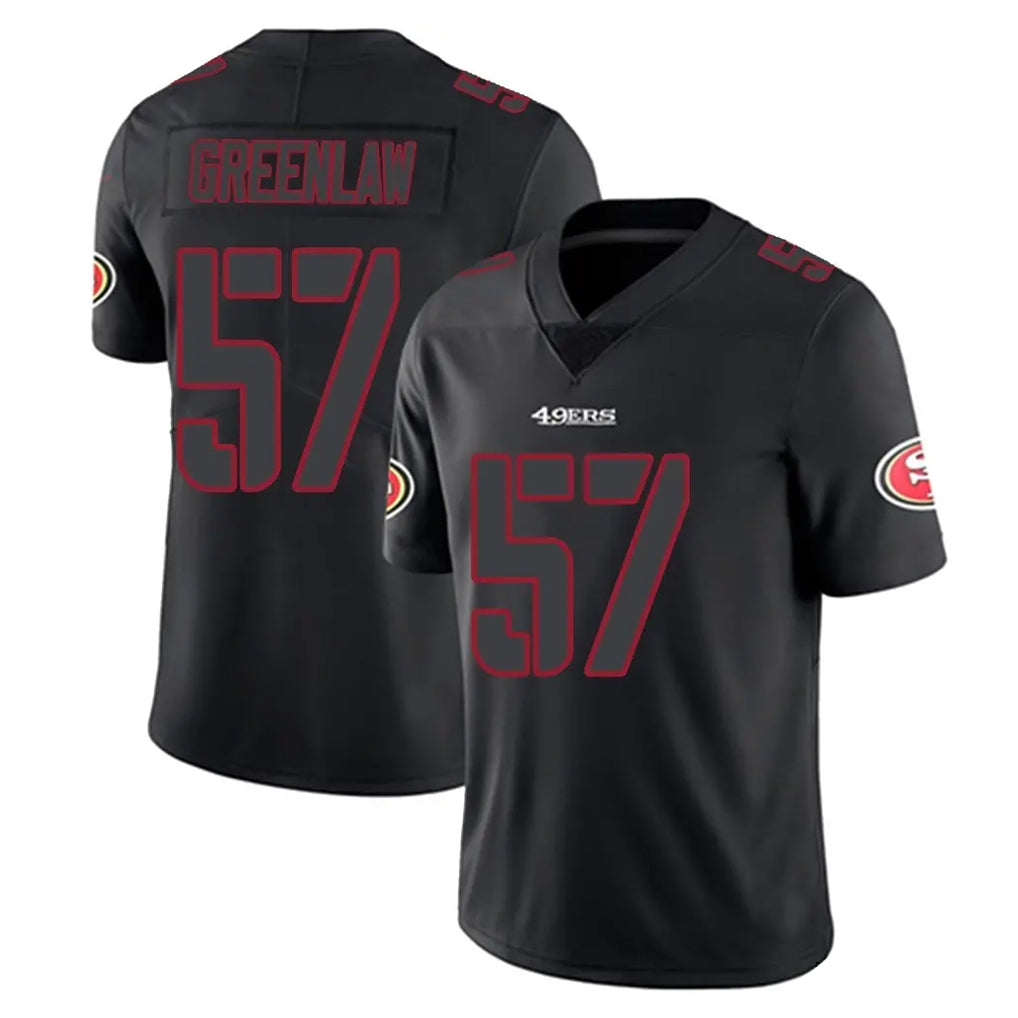 SF.49ers #57 Dre Greenlaw Player Black Impact Limited Home Game Edoa Stitched Jerseys