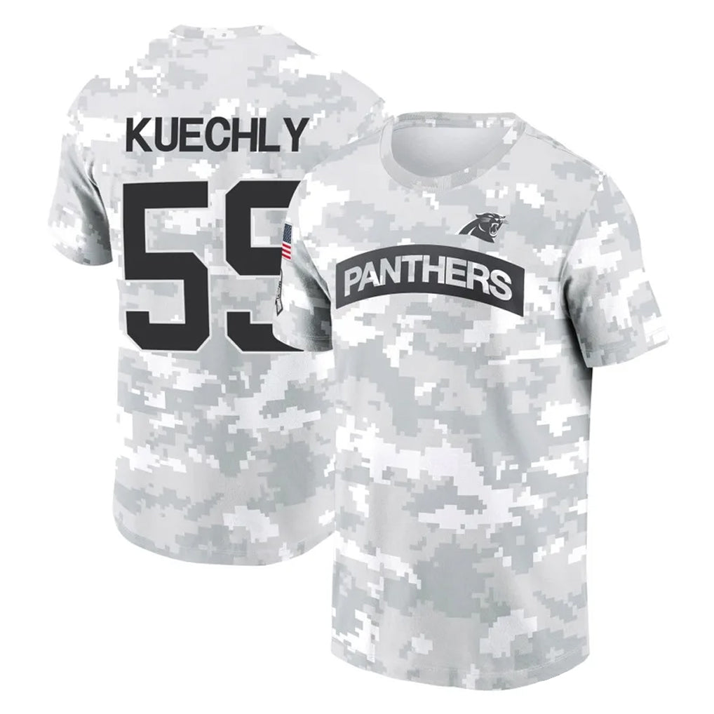 C.Panthers #59 Luke Kuechly Player Arctic Camo Salute to Service T-Shirt Hoodies Edoa Stitched Jerseys