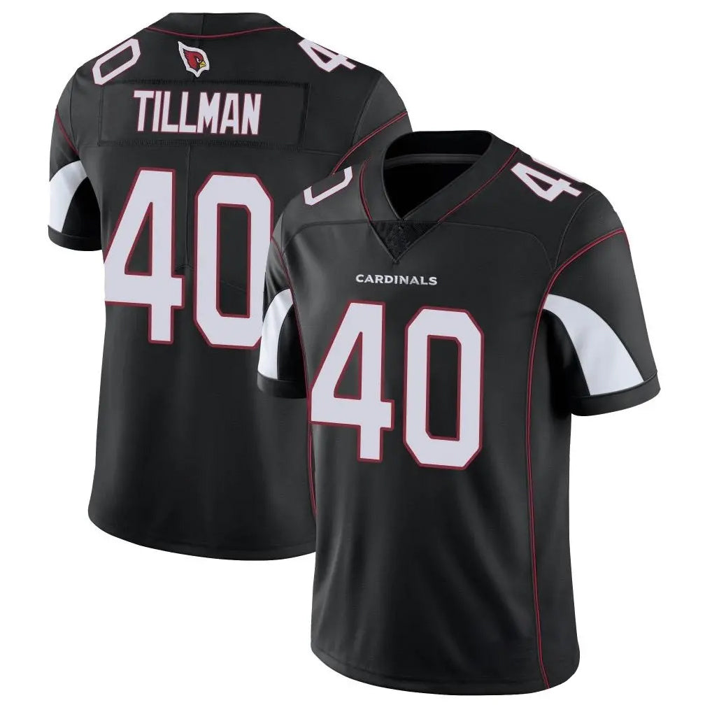 A.Cardinals #40 Pat Tillman Player Black Vapor Limited Home Game Edoa Stitched Jerseys