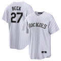 C.Rockies #27 Jordan Beck Player White Game Home Edoa Stitched Jerseys