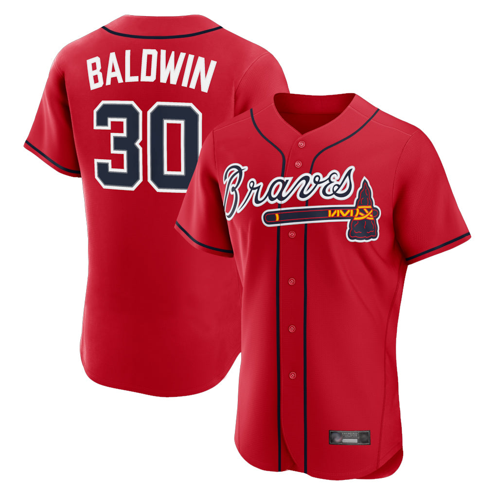 A.Braves #30 Drake Baldwin Player Red Limited Elite Home Game Edoa Stitched Jerseys