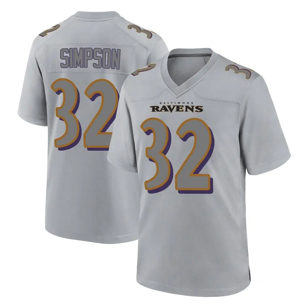 B.Ravens #32 Trenton Simpson Player Gray Color Rush Vapor Untouchable Game Edoa Stitched Jerseys