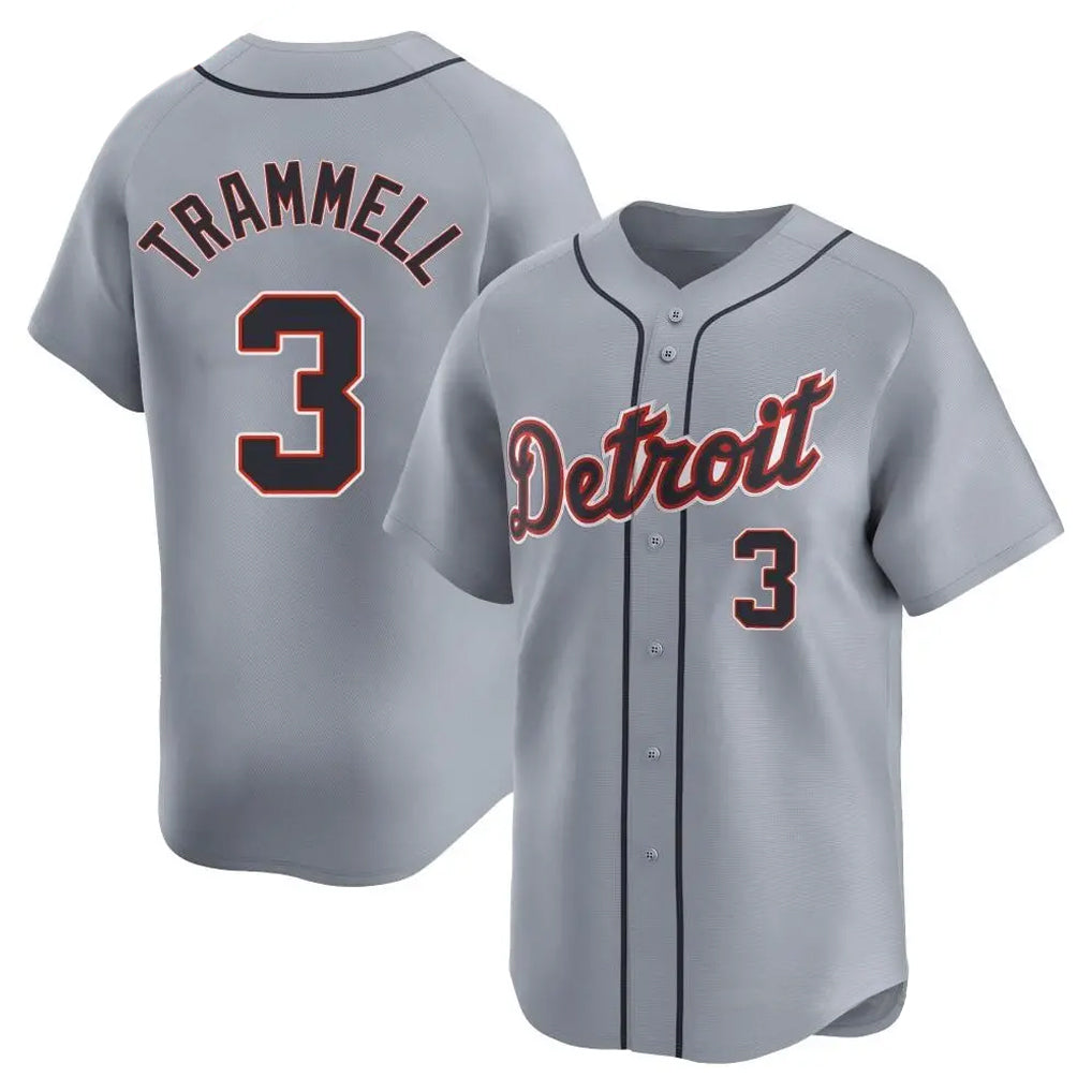 D.Tigers #3 Alan Trammell Player Gray Home Limited Edoa Stitched Jerseys