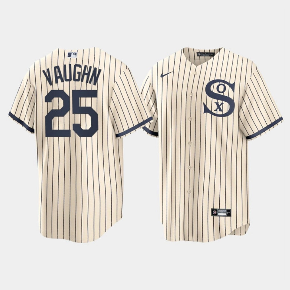 C.White Sox #25 Andrew Vaughn Player Cream Field of Dreams Home Game Edoa Stitched Jerseys