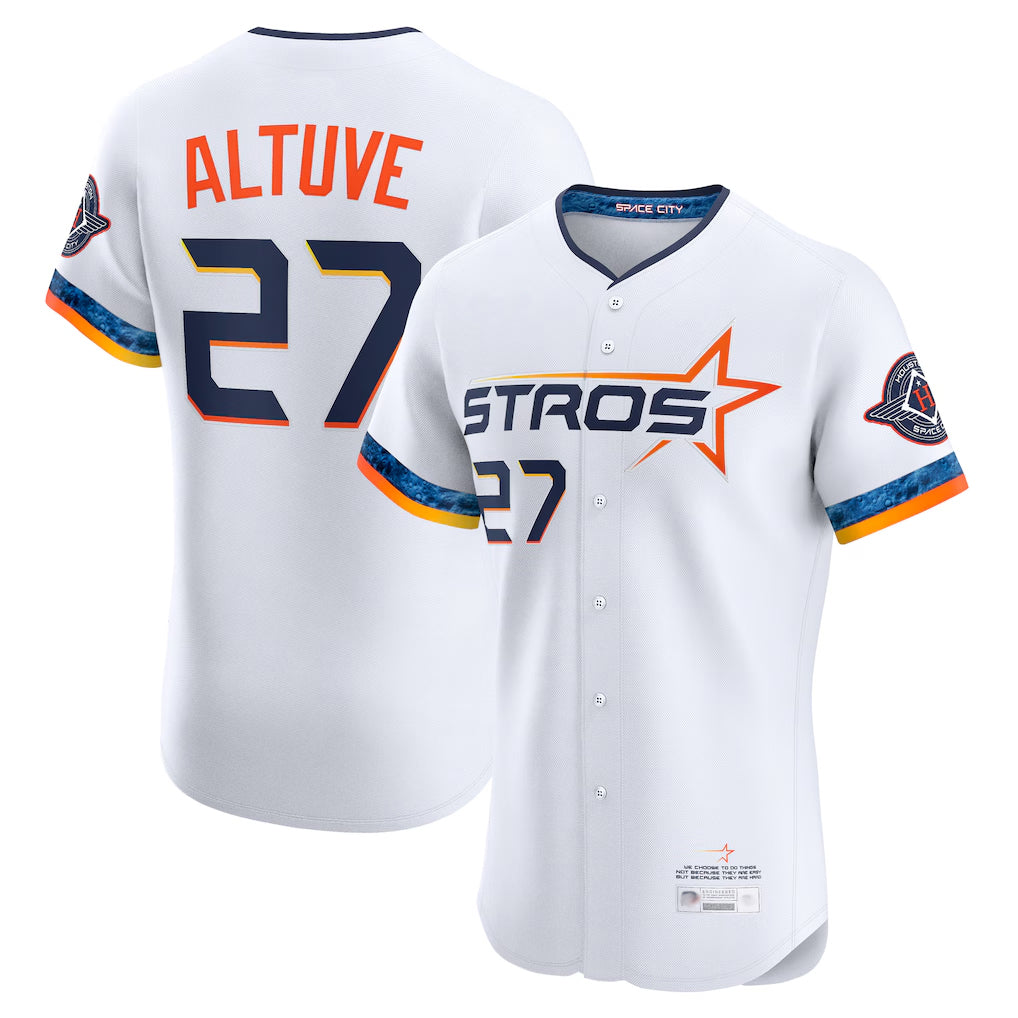 H.Astros #27 Jose Altuve Player White City Connect Limited Elite Home Edoa Stitched Jerseys