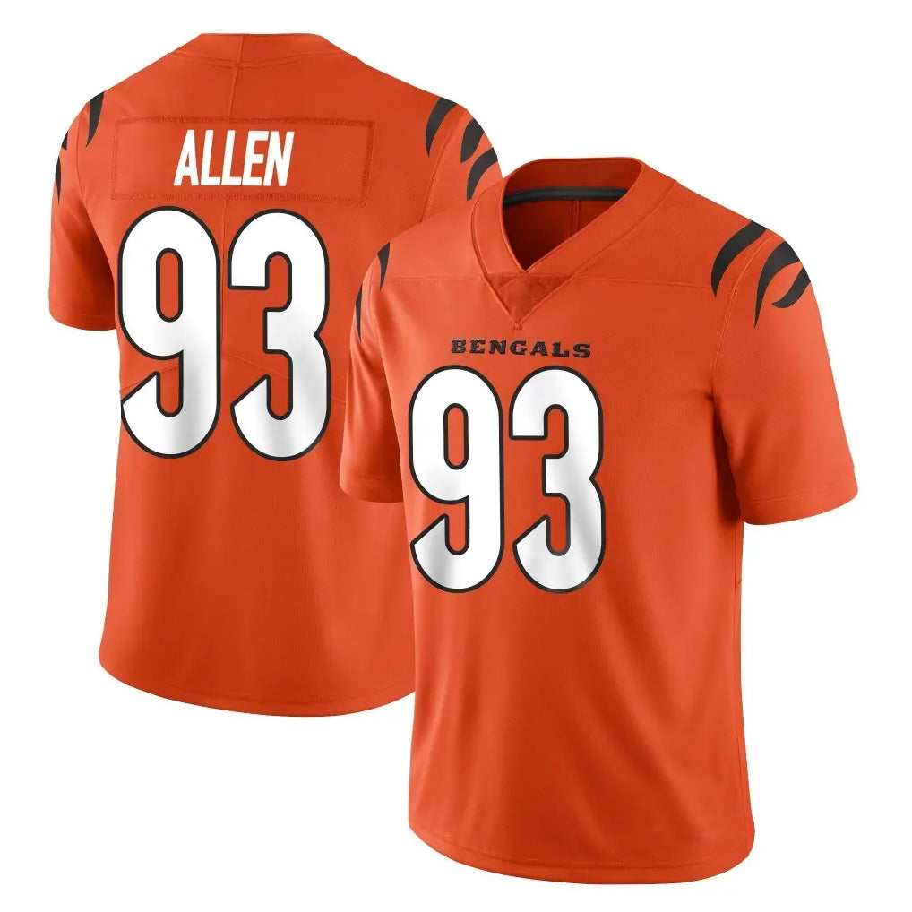 C.Bengals #93 Jonathan Allen Player Orange Vapor Untouchable Limited Home Game Edoa Stitched Jerseys