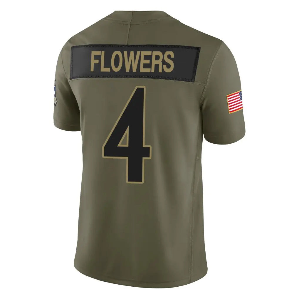 B.Ravens #4 Zay Flowers Player Olive Salute To Service Limited Home Game Edoa Stitched Jerseys