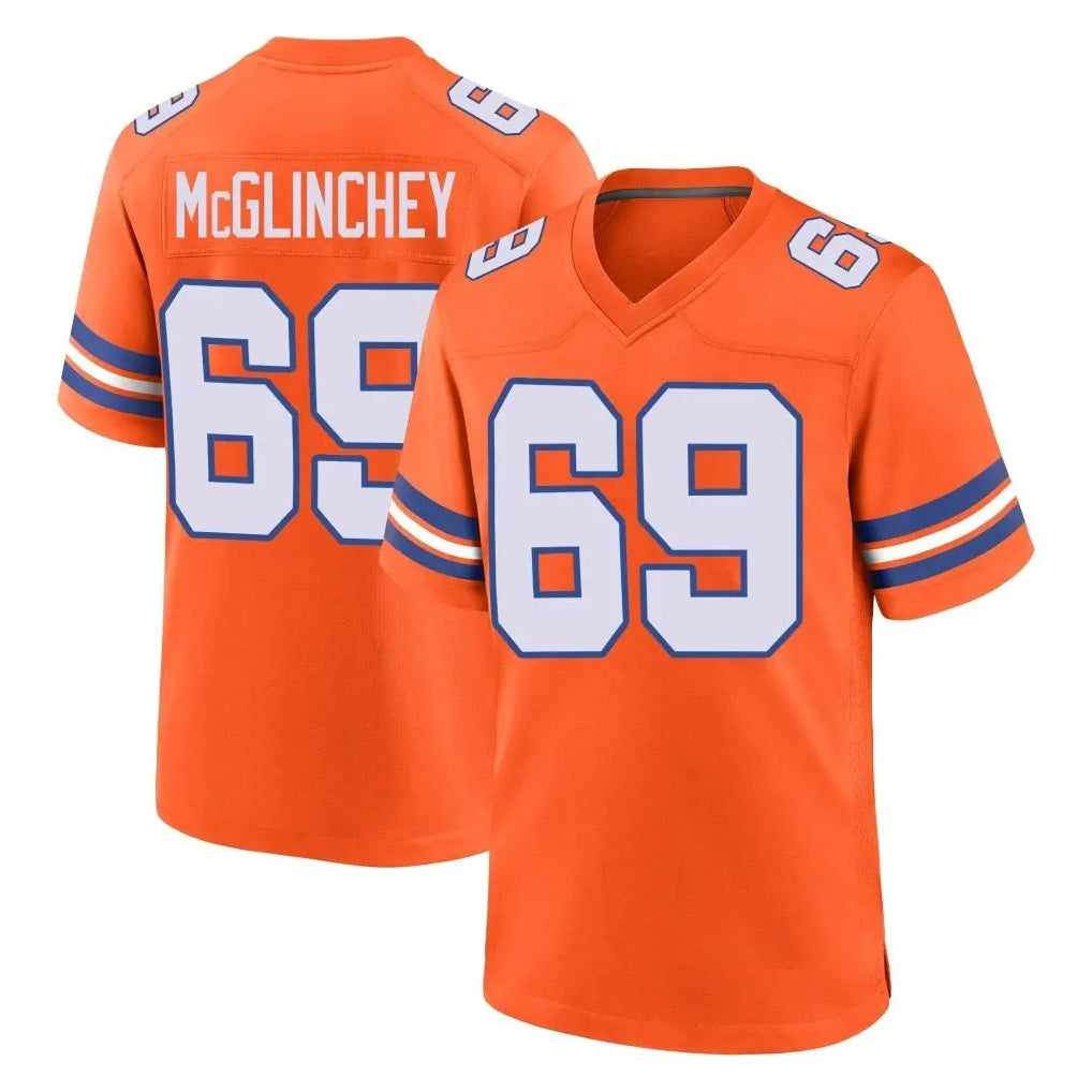 D.Broncos #69 Mike McGlinchey Player Orange Alternate Collection Throwback Game Edoa Stitched Jerseys
