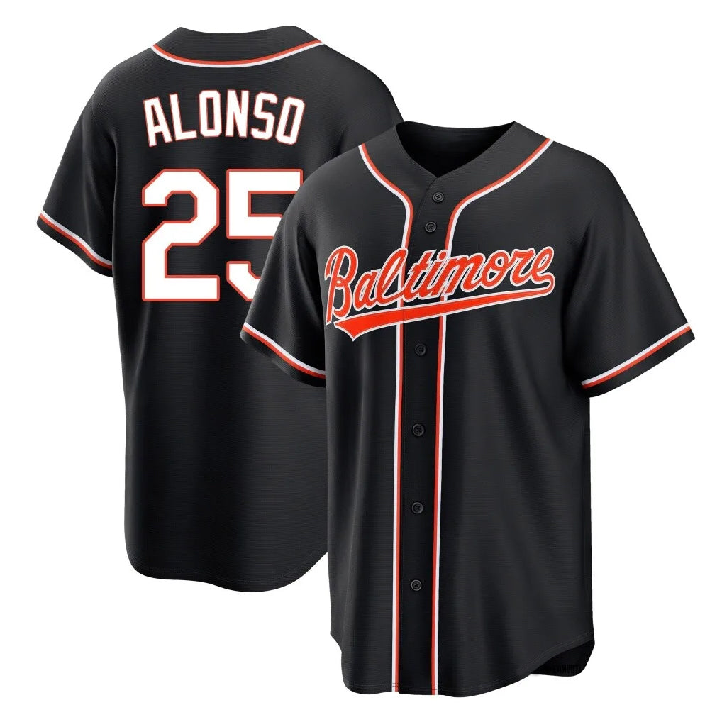 B.Orioles #25 Pete Alonso Player Black Out Home Game Edoa Stitched Jerseys