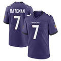 B.Ravens #7 Rashod Bateman Player Purple Limited Home Game Edoa Stitched Jerseys