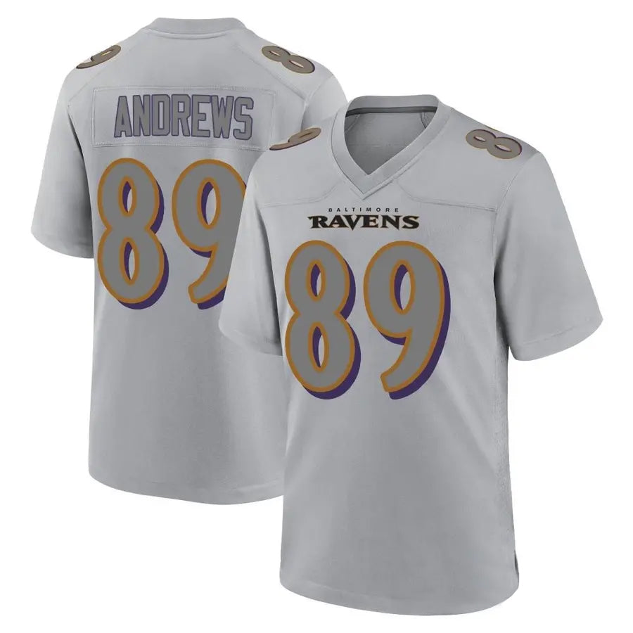 B.Ravens #89 Mark Andrews Player Gray Replica Game Edoa Stitched Jerseys