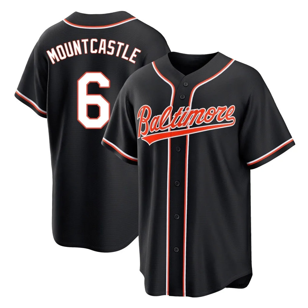 B.Orioles #6 Ryan Mountcastle Player Black Out Home Game Edoa Stitched Jerseys