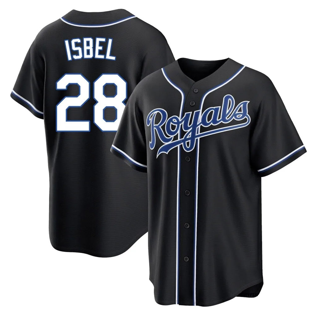 KC.Royals #28 Kyle Isbel Player Black Carbon Fashion Home Game Edoa Stitched Jerseys