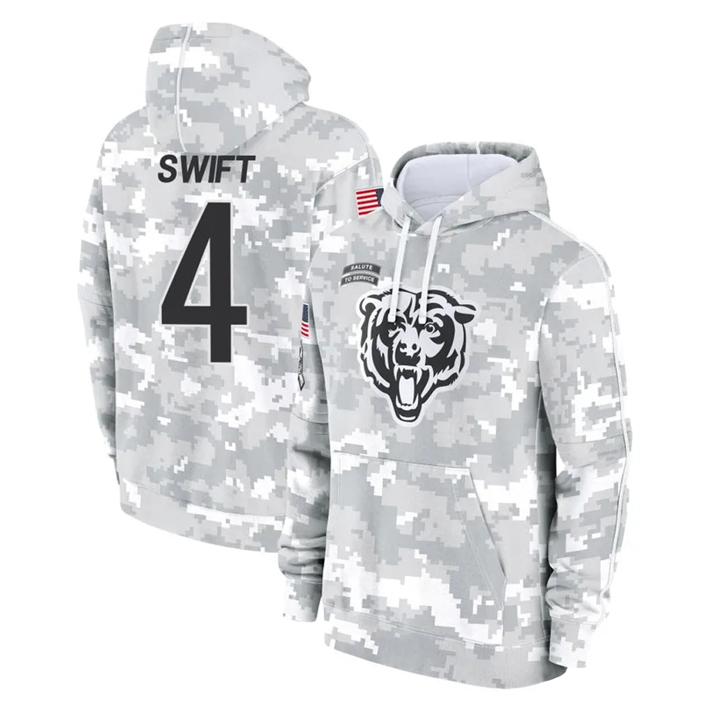 C.Bears #4 D'Andre Swift Player Arctic Camo Salute to Service Pullover Hoodies Limited Edoa Stitched Jerseys