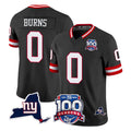 NY.Giants #0 Brian Burns Player Black 100th Season & State Patch Vapor Limited Home Game Edoa Stitched Jerseys